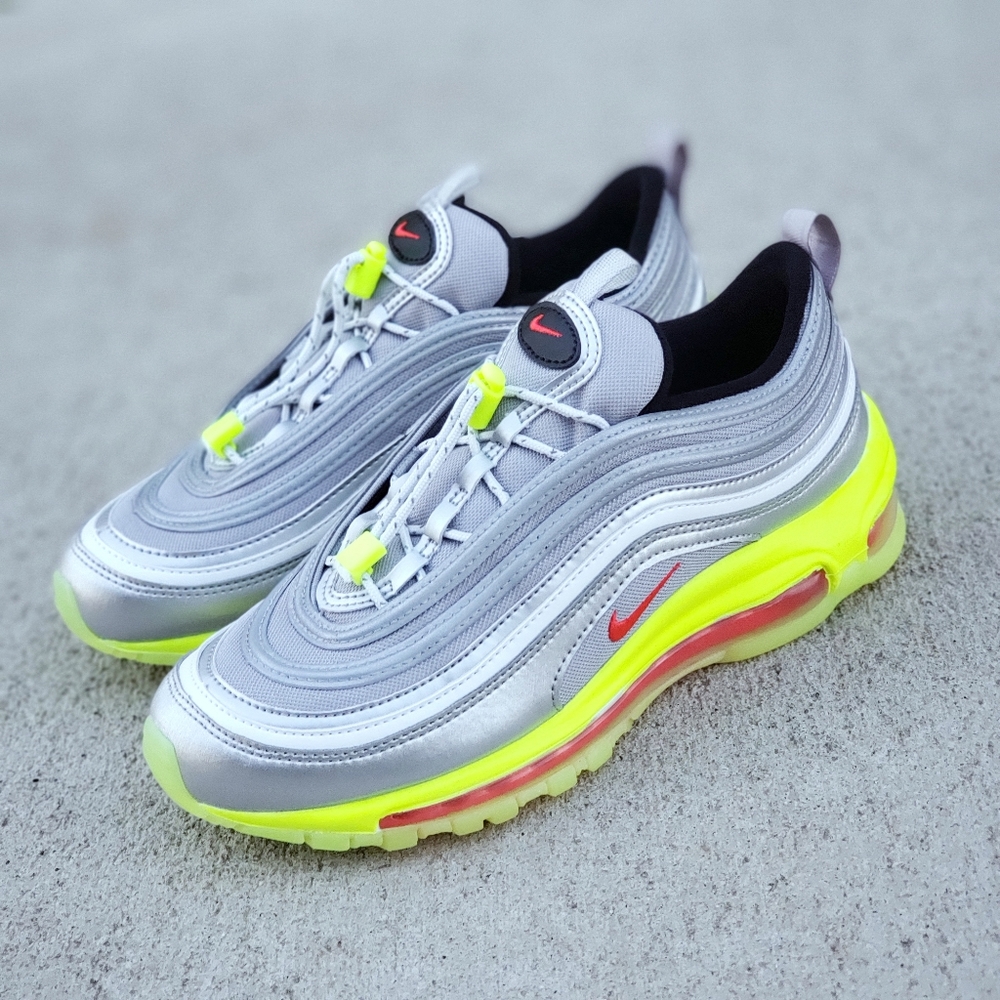 Nike Air Max 97 RFT Women's Silver Yellow Shoes - Picture 3 of 10